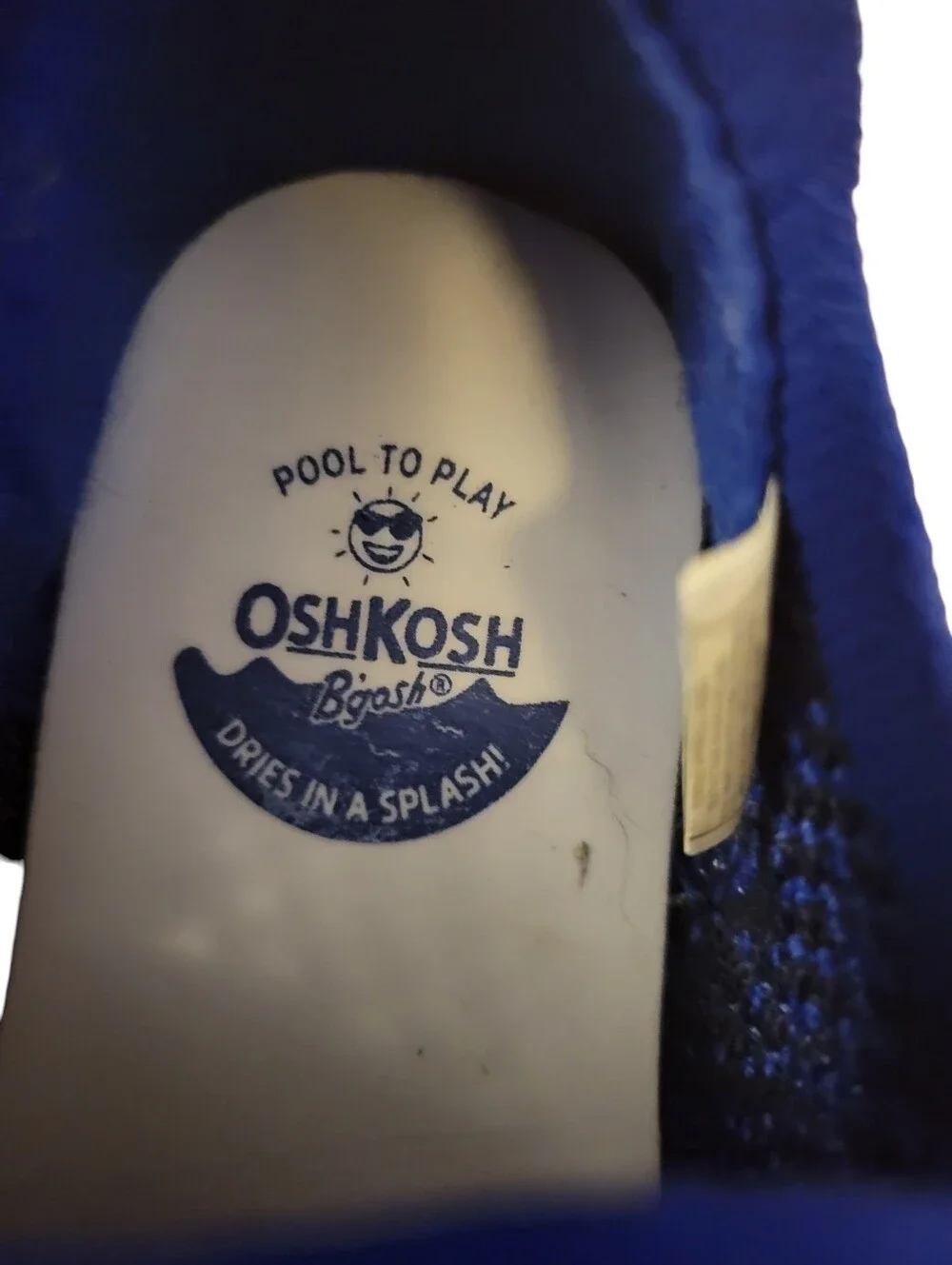 OshKosh B'gosh Water Shoes Quick-Dri Blue Mesh‎ with Yellow Stripes Slipons Sz 9